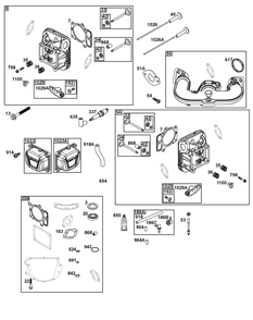 Cylinder Head Group Diagram and Parts List for 44J677-0015-G1  Briggs and Stratton Engine